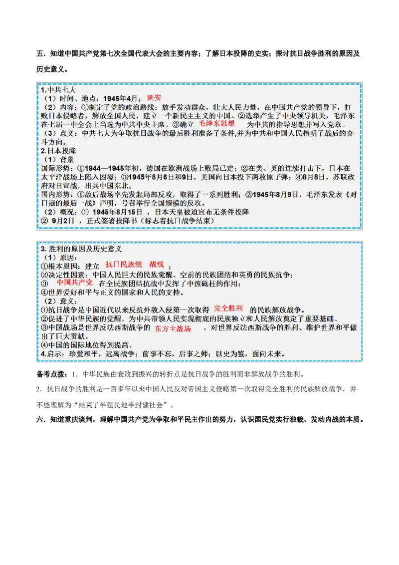 重难点08中华民族的抗日战争、人民解放战争（解析版）_8历史中考复习_2023年中考复习资料_专项复习_冲刺中考2023年历史时事热点抢分集训+重难点抢分攻略