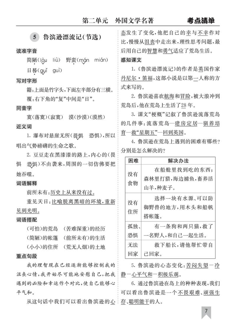 26春六年级语文下册核心考点清单_2026春人教语文《核心考点清单》