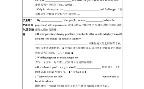 2026年中考英语专题复习（人教版）主题六人际交往与团结合作学案（含答案）_中考复习资料_语数英物化_3英语中考复习_2026年中考复习（更新中）_2026年中考英语专题复习学案(含答案)