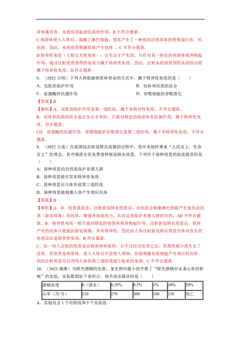 重难点09健康地生活-2023年中考生物热点&middot;重点&middot;难点专练（全国通用）（解析版）_6生物中考复习_2023年中考复习资料_专项复习_2023年中考生物热点&middot;重点&middot;难点专练（全国通用）