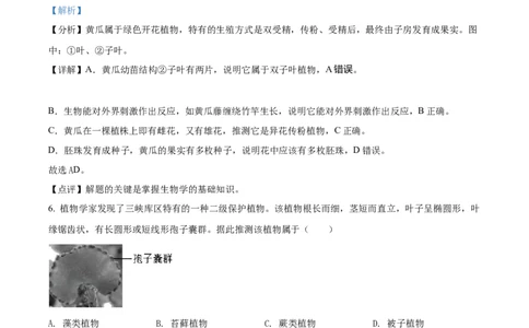 精品解析：2022年湖南省益阳市中考生物真题（解析版）_6生物中考复习_2025中考复习资料_中考真题（近三年）_2022年生物中考真题114份_精品解析：2022年湖南省益阳市中考生物真题