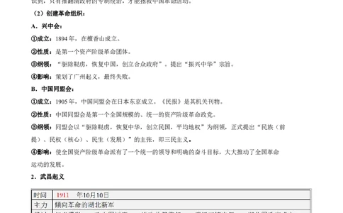 重难点06资产阶级民主革命与中华民国的建立近代经济、社会生活与教育文化事业的发展（原卷版）_8历史中考复习_2023年中考复习资料_专项复习