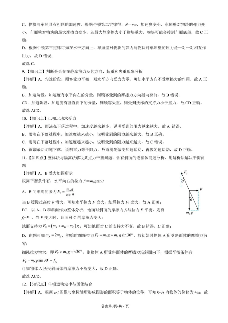 高一上12月份月考物理答案(2)_2026年01月高一试卷_260101山东省德州市夏津第一中学2025-2026学年高一上学期12月月考（全）