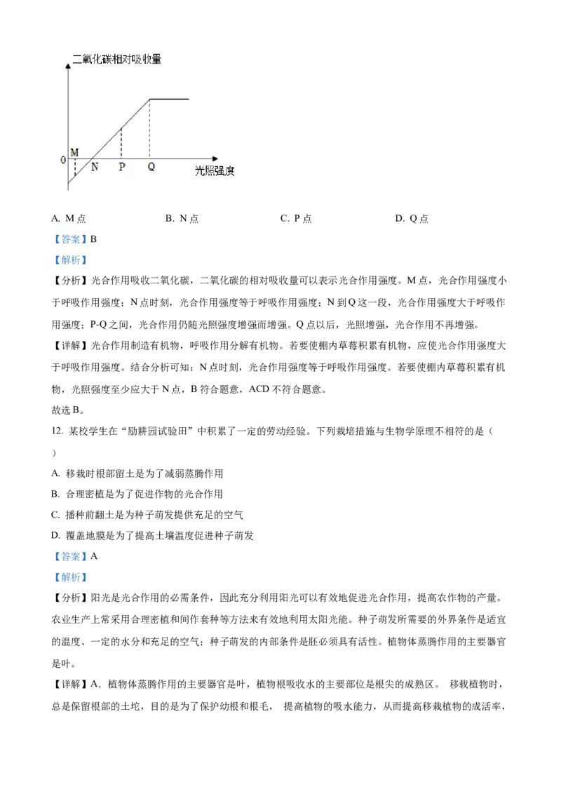 精品解析：2023年新疆维吾尔自治区新疆生产建设兵团中考生物真题（解析版）_new_6生物中考复习_2025中考复习资料_中考真题（近三年）_2023年生物中考真题