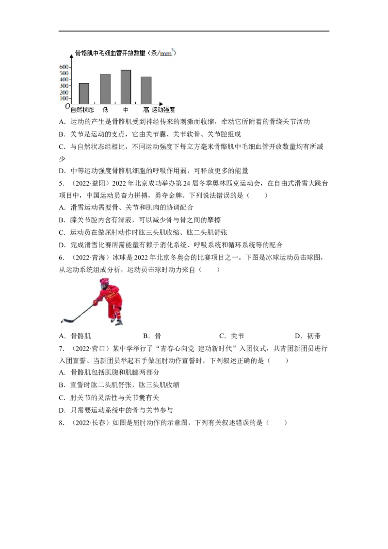 重难点06动物的运动和行为-2023年中考生物热点&middot;重点&middot;难点专练（全国通用）（原卷版）_6生物中考复习_2023年中考复习资料_专项复习