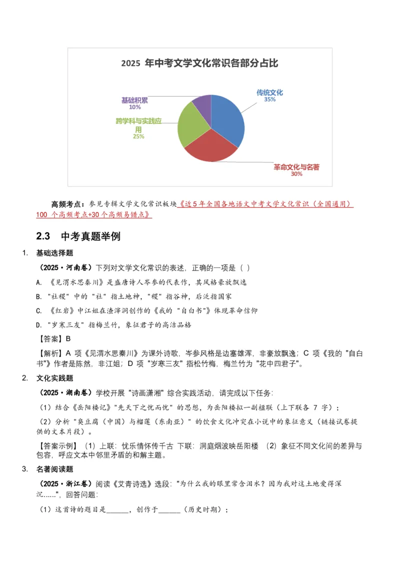2026年全国中考语文一轮复习讲义：文学文化常识（全国适用）（原卷）_中考复习资料_语数英物化_1语文中考复习_2026年中考复习（更新中）_2026年全国中考语文一轮复习讲义