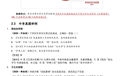 2026年全国中考语文一轮复习讲义：文学文化常识（全国适用）（原卷）_中考复习资料_语数英物化_1语文中考复习_2026年中考复习（更新中）_2026年全国中考语文一轮复习讲义