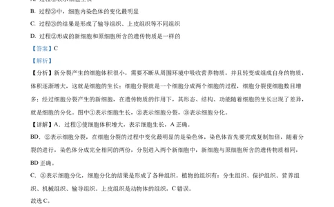 精品解析：2023年湖南省邵阳市中考生物真题（解析版）_new_6生物中考复习_2025中考复习资料_中考真题（近三年）_2023年生物中考真题