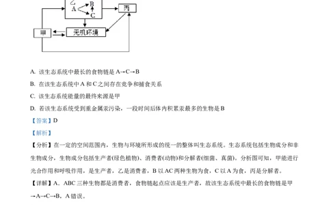 精品解析：2023年湖南省邵阳市中考生物真题（解析版）_new_6生物中考复习_2025中考复习资料_中考真题（近三年）_2023年生物中考真题