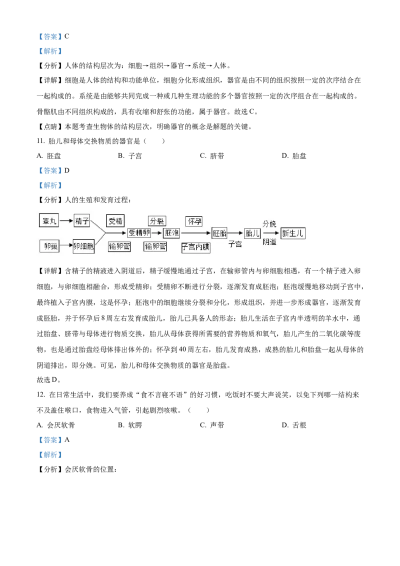 精品解析：2022年黑龙江省龙东地区中考生物真题（解析版）_6生物中考复习_2025中考复习资料_中考真题（近三年）_2022年生物中考真题114份_精品解析：2022年黑龙江省龙东地区中考生物真题