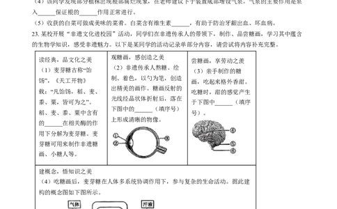 精品解析：2024年江西省中考生物真题（原卷版）_new_6生物中考复习_2025中考复习资料_中考真题（近三年）_2024年生物中考真题