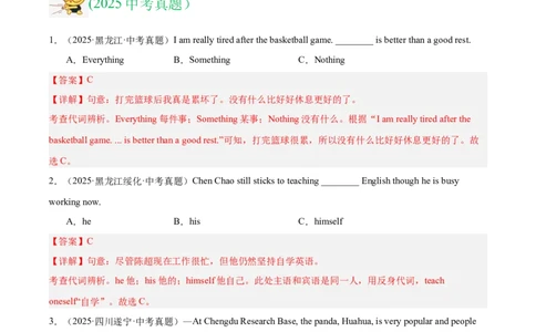 专题02代词（全国通用）（解析版）_中考复习资料_语数英物化_3英语中考复习_2026年中考复习（更新中）_好题汇编三年（2023-2025）中考英语真题分类汇编（全国通用）