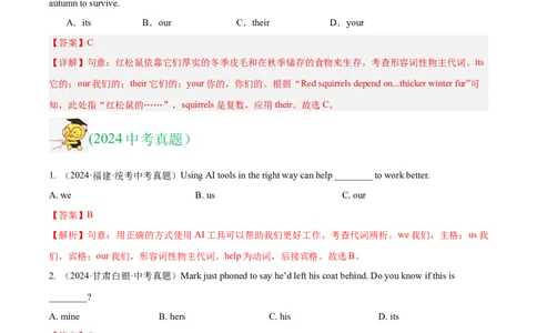 专题02代词（全国通用）（解析版）_中考复习资料_语数英物化_3英语中考复习_2026年中考复习（更新中）_好题汇编三年（2023-2025）中考英语真题分类汇编（全国通用）