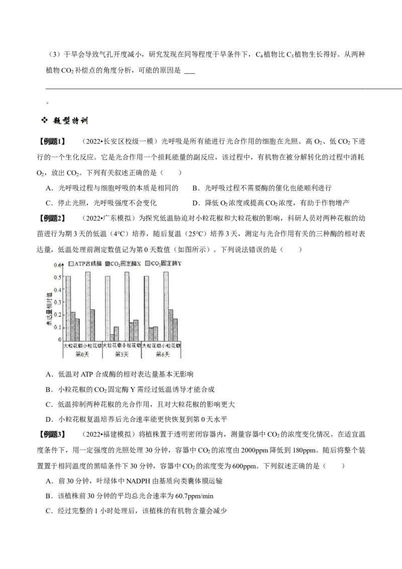 题型6从物质与能量视角探索光合作用（题型归纳）（原卷版）_新高考复习资料_2023年新高考复习资料_二轮复习_技巧点拨备战2023年高考生物二轮题型复习讲解286731240