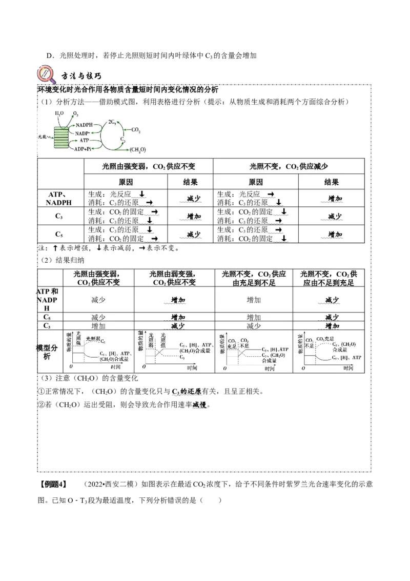 题型6从物质与能量视角探索光合作用（题型归纳）（原卷版）_新高考复习资料_2023年新高考复习资料_二轮复习_技巧点拨备战2023年高考生物二轮题型复习讲解286731240