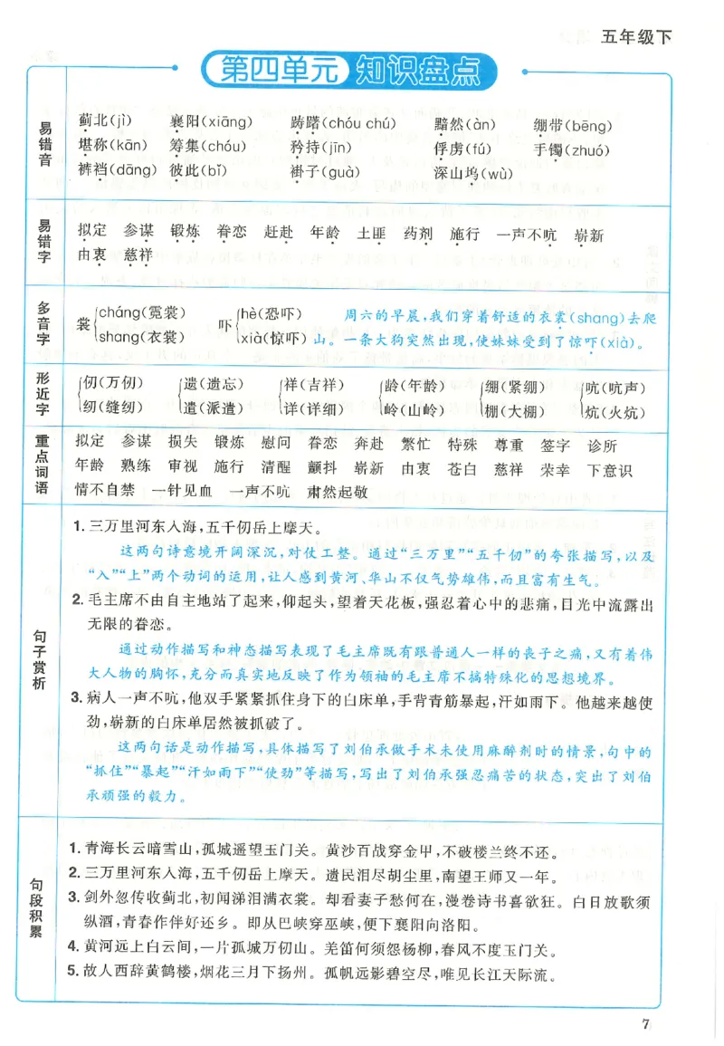 五下语文阳光同学知识盘点_2026春人教语文《阳光同学课时优化作业》_26春《阳光同学课时优化作业》语文RJ5下