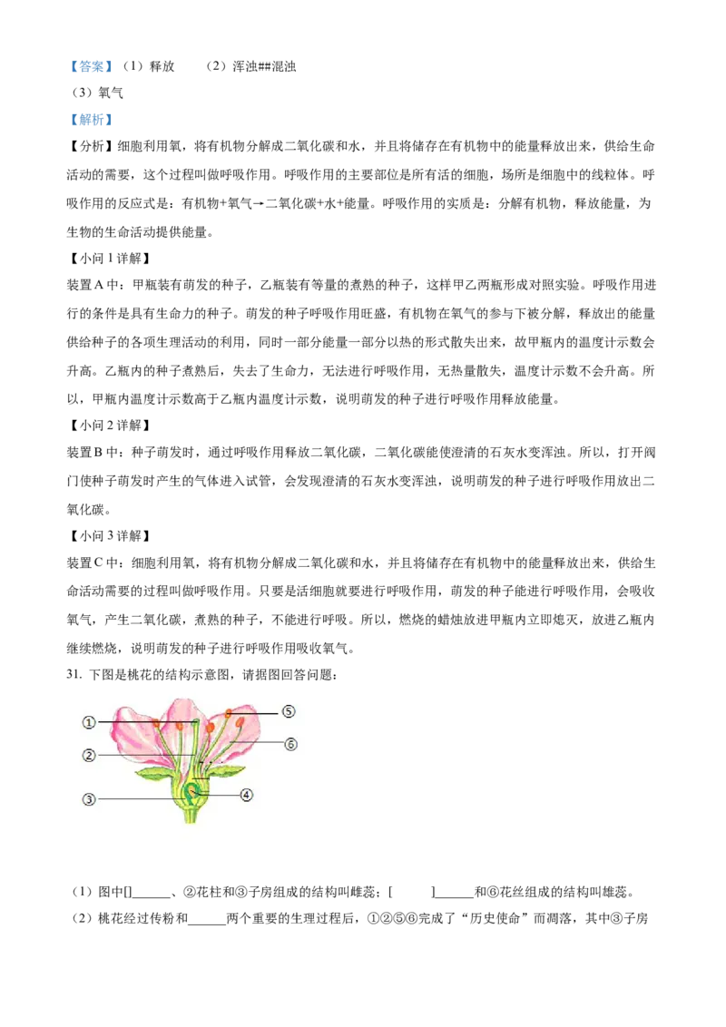 精品解析：2022年黑龙江省齐齐哈尔市中考生物真题（解析版）_6生物中考复习_2025中考复习资料_中考真题（近三年）_2022年生物中考真题114份