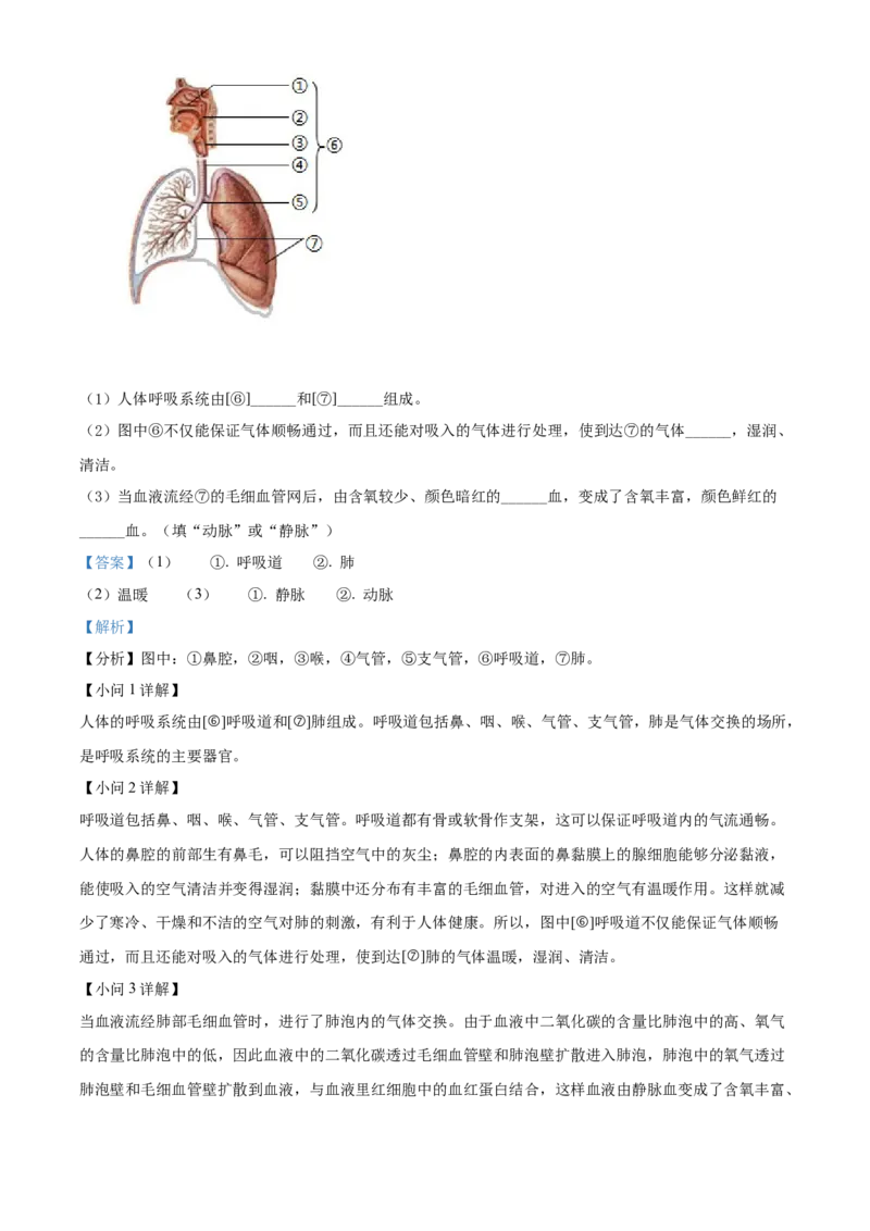 精品解析：2022年黑龙江省齐齐哈尔市中考生物真题（解析版）_6生物中考复习_2025中考复习资料_中考真题（近三年）_2022年生物中考真题114份
