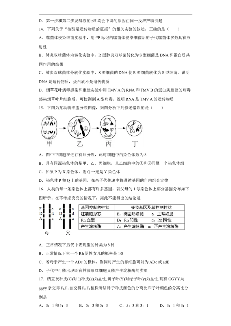 陕西省西安市铁一中学2022-2023学年高三上学期期末考试生物试题_生物高考模拟题_老高考_2023年