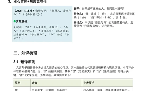 2026年全国中考语文一轮复习讲义：古诗文阅读之（文言句子翻译）（全国适用）(原卷）_中考复习资料_语数英物化_1语文中考复习_2026年中考复习（更新中）