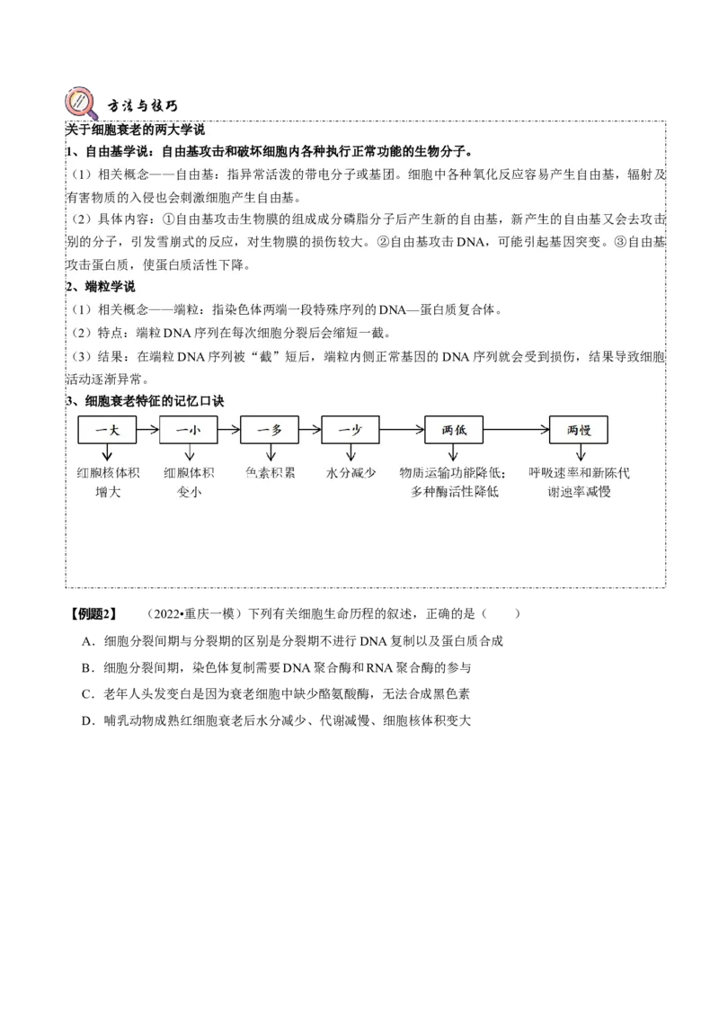 题型8细胞生命历程的易错辨析（题型归纳）（原卷版）_新高考复习资料_2023年新高考复习资料_二轮复习_技巧点拨备战2023年高考生物二轮题型复习讲解286731240