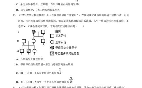 题型13伴性遗传的经典题型（题型集训）（原卷版）_新高考复习资料_2023年新高考复习资料_二轮复习_技巧点拨备战2023年高考生物二轮题型复习讲解286731240