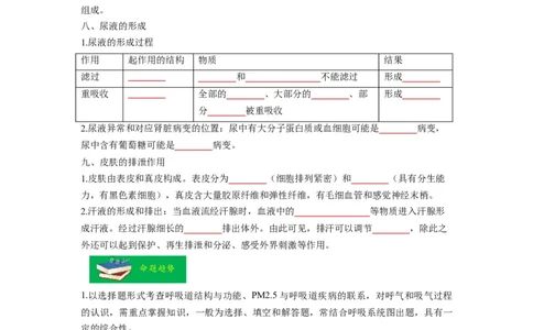 重难点05生物圈中的人（二）-2023年中考生物热点&middot;重点&middot;难点专练（全国通用）（原卷版）_6生物中考复习_2023年中考复习资料_专项复习
