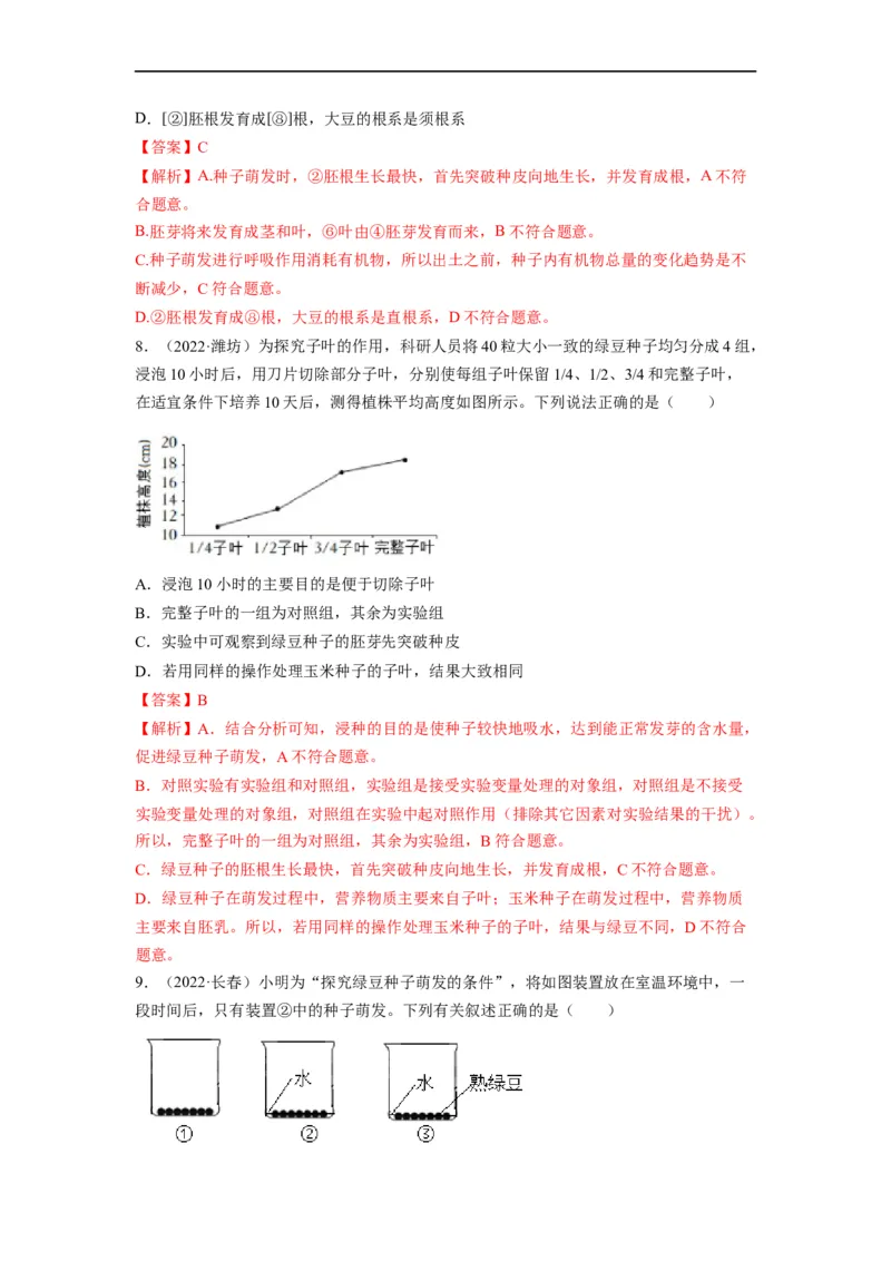 重难点04生物圈中的绿色植物（二）-2023年中考生物热点&middot;重点&middot;难点专练（全国通用）（解析版）_6生物中考复习_2023年中考复习资料_专项复习