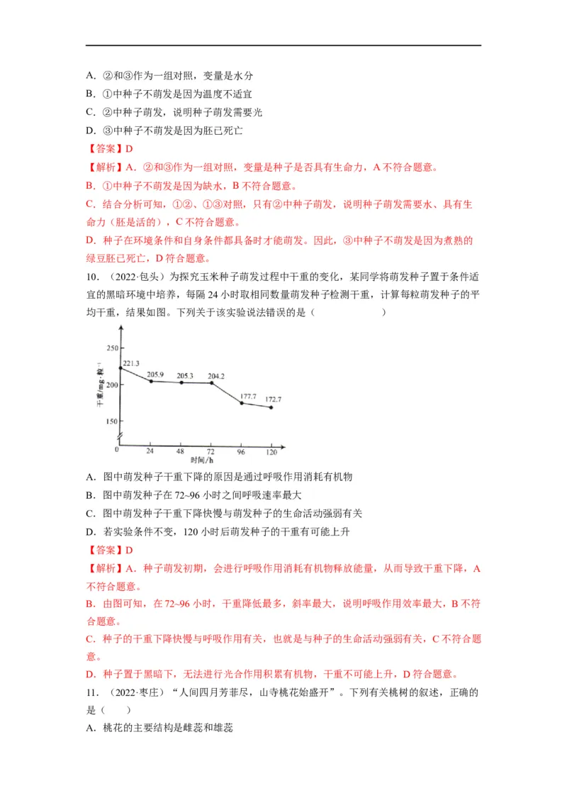 重难点04生物圈中的绿色植物（二）-2023年中考生物热点&middot;重点&middot;难点专练（全国通用）（解析版）_6生物中考复习_2023年中考复习资料_专项复习