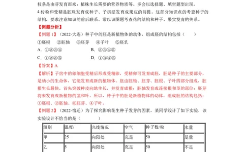 重难点04生物圈中的绿色植物（二）-2023年中考生物热点&middot;重点&middot;难点专练（全国通用）（解析版）_6生物中考复习_2023年中考复习资料_专项复习