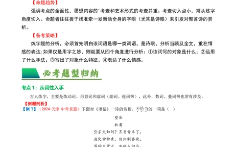 专题02：古诗词鉴赏之&ldquo;炼字&rdquo;-备战2025年中考语文一轮复习古代诗歌阅读（全国通用）解析版_中考复习资料_语数英物化_1语文中考复习_2025年中考资料