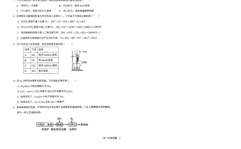 高一化学试题_2026年04月高一试卷_260421山西省晋城一中高一2026年4月月考