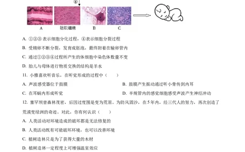 精品解析：2022年湖南省娄底市中考生物真题（原卷版）_6生物中考复习_2025中考复习资料_中考真题（近三年）_2022年生物中考真题114份_精品解析：2022年湖南省娄底市中考生物真题