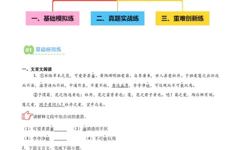 专题01：文言文阅读之理解实词含义(练习）原卷版_中考复习资料_语数英物化_1语文中考复习_2026年中考复习（更新中）_备战2026年中考语文一轮复习之古诗文专题（全国通用）