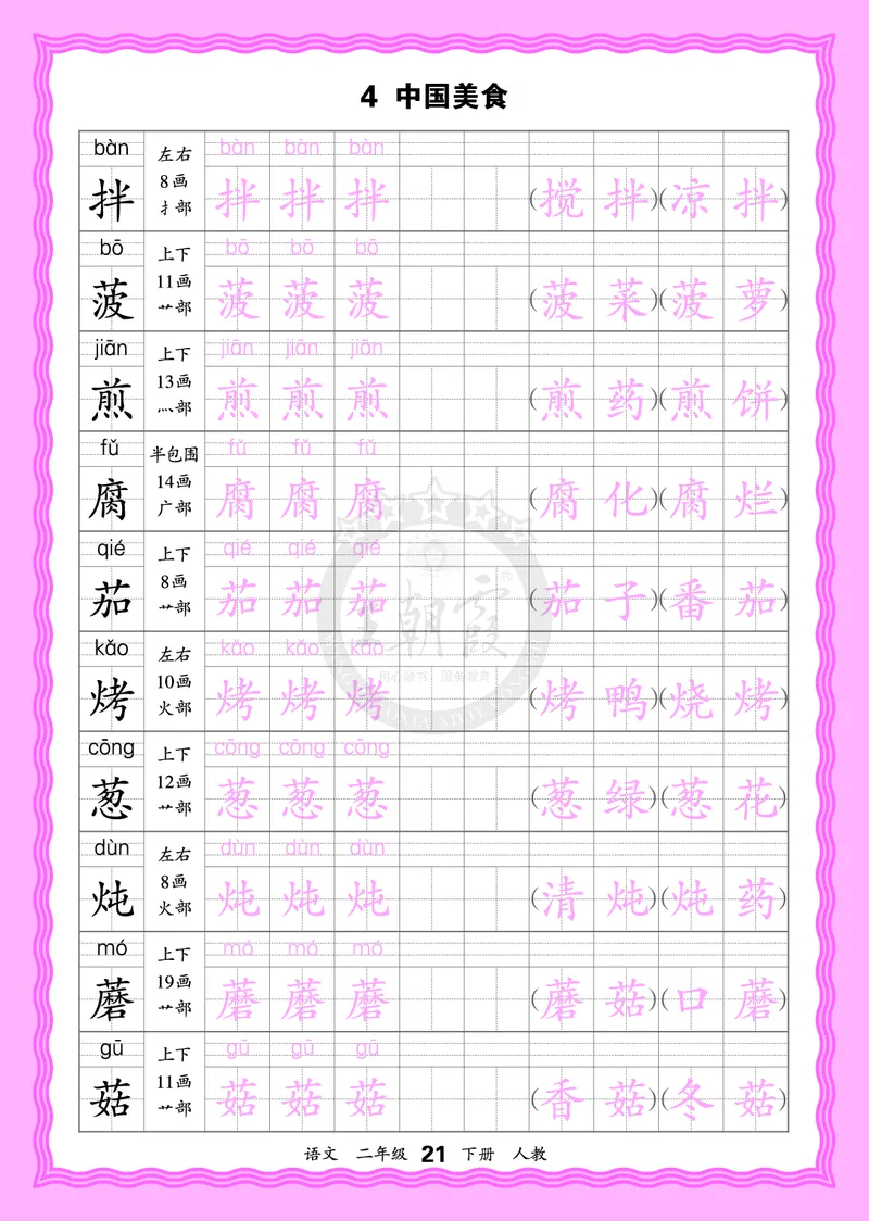 2026年(下册)人教2语会认字描帖_2026春小学教辅大合集_8-26春《王朝霞》系列_06.《WZX&middot;会认字描摹帖》1-6年级下册语文