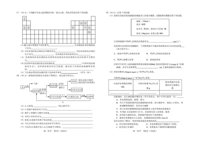 高一上学期期末化学1_8_高一化学试题_题签_JISB4_2026年01月高一试卷_260122吉林省普通高中友好学校联合体2025-2026学年高一上学期期末联考