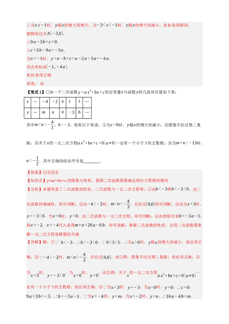 专题04二次函数及其应用十五大考点+知识串讲-2026年中考数学总复习重难考点强化训练（全国通用）(解析版）_中考复习资料_语数英物化_2数学中考复习_2026年中考复习（更新中）
