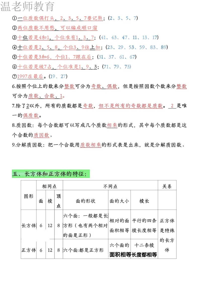26春五年级下册数学必背公式汇总_2026春人教数学必背公式汇总
