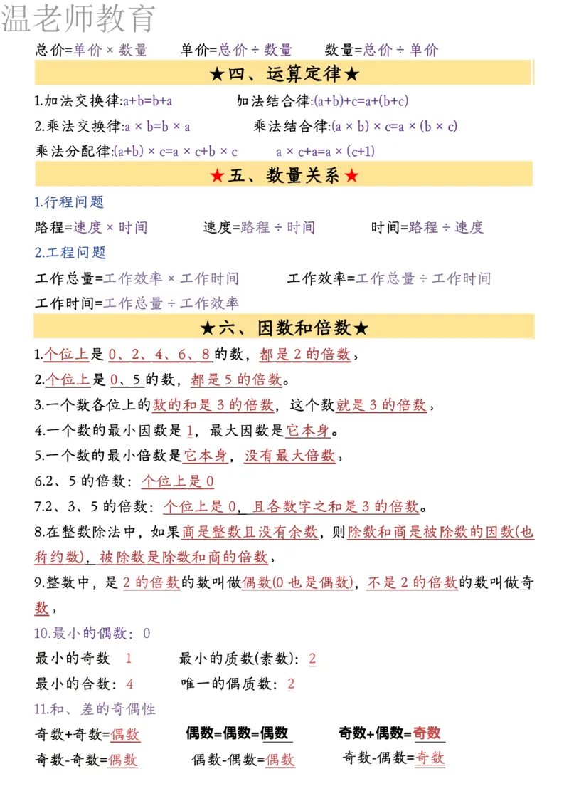 26春五年级下册数学必背公式汇总_2026春人教数学必背公式汇总