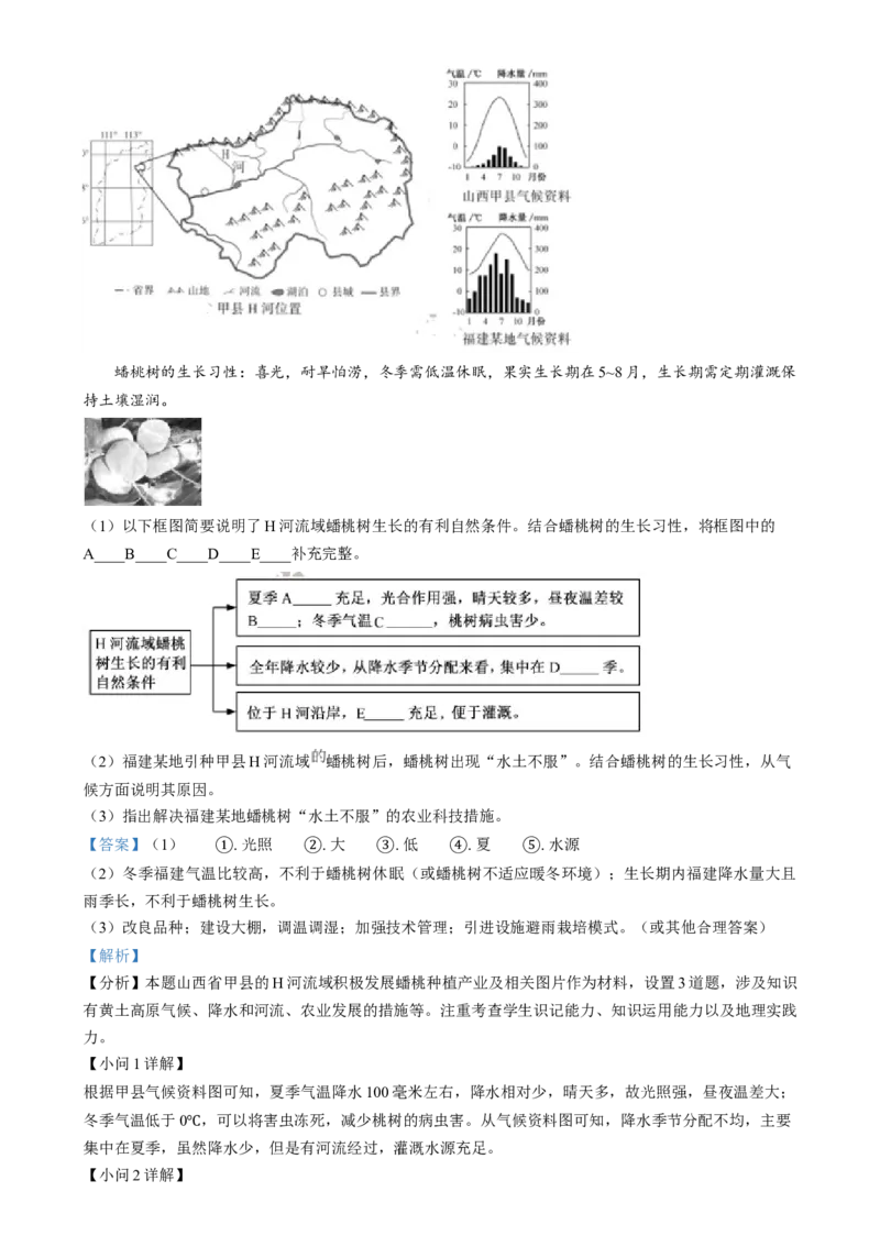 精品解析：2024年福建省中考地理试题（解析版）_new_7地理中考复习_2025中考复习资料_中考真题（近三年）_2024中考地理真题