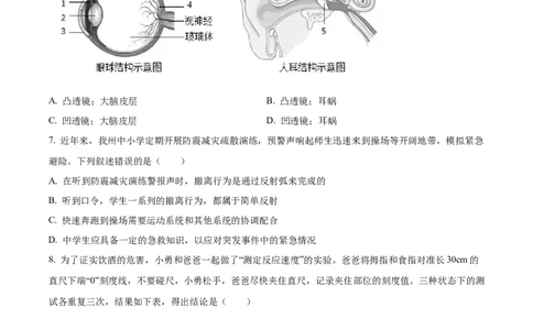 精品解析：2024年四川省凉山州中考生物真题（原卷版）_new_6生物中考复习_2025中考复习资料_中考真题（近三年）_2024年生物中考真题