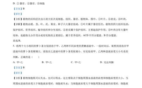 精品解析：2024年四川省成都市中考生物试题（解析版）_new_6生物中考复习_2025中考复习资料_中考真题（近三年）_2024年生物中考真题