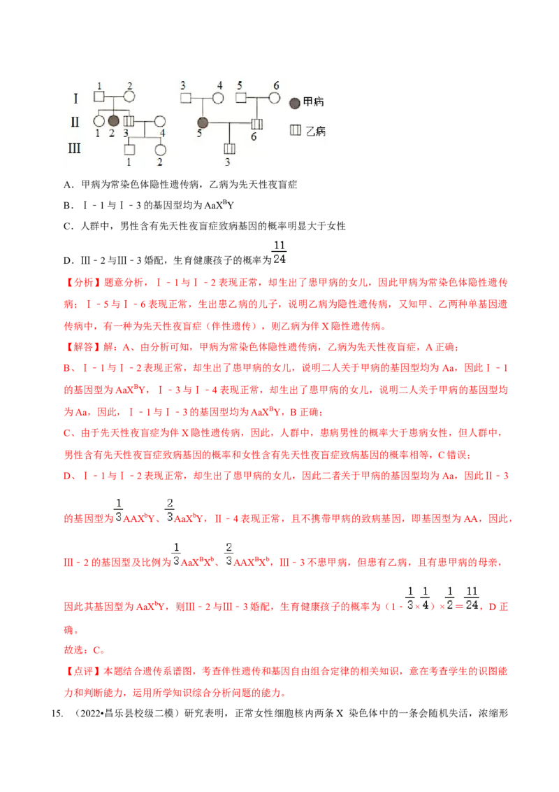 题型13伴性遗传的经典题型（题型集训）（解析版）_新高考复习资料_2023年新高考复习资料_二轮复习_技巧点拨备战2023年高考生物二轮题型复习讲解286731240