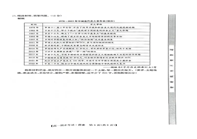 高一历史_2025年02月试卷_0205甘肃省酒泉市2024-2025学年高一上学期1月期末考试_甘肃省酒泉市2024-2025学年高一上学期1月期末考试历史PDF版含答案