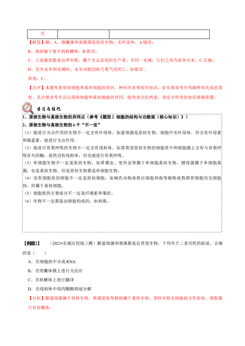 题型2细胞的结构与功能观（题型归纳）（解析版）_新高考复习资料_2023年新高考复习资料_二轮复习_技巧点拨备战2023年高考生物二轮题型复习讲解286731240