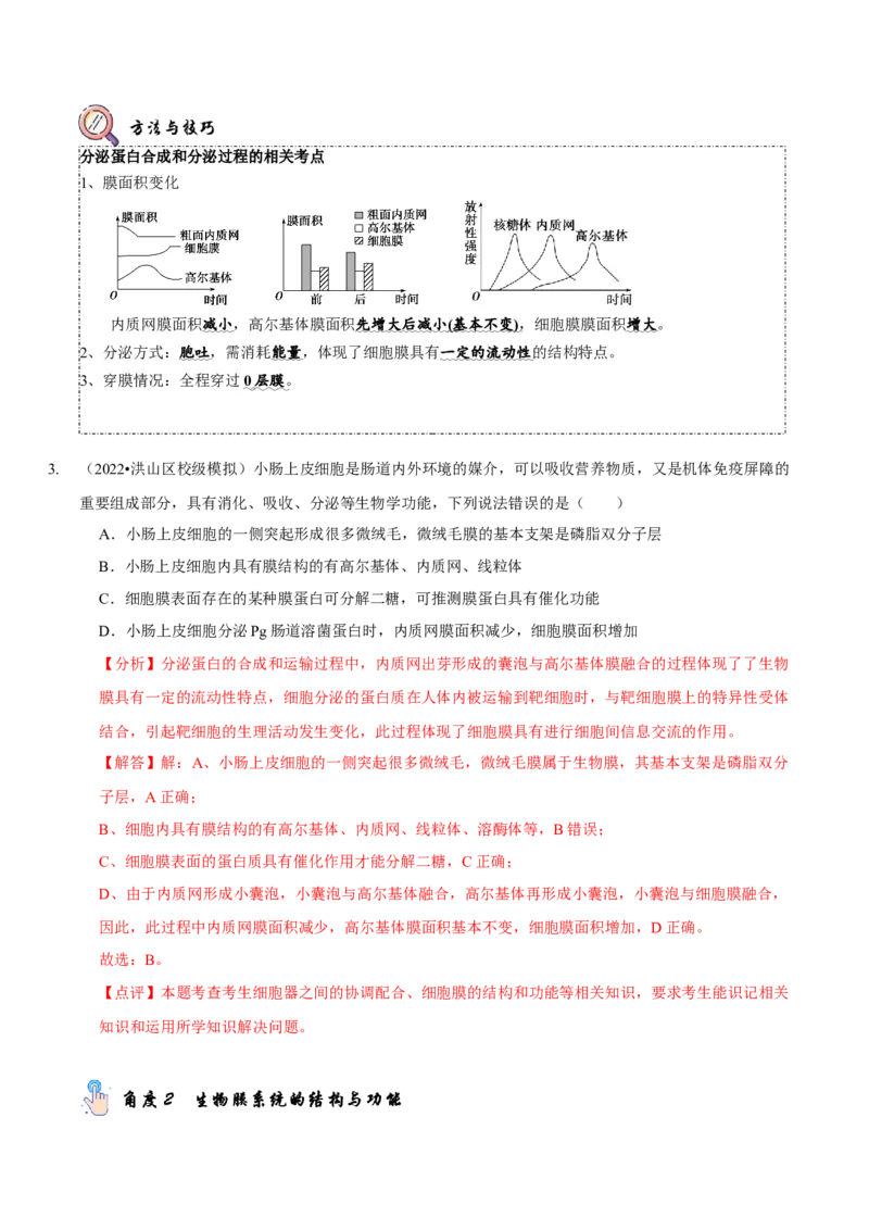 题型2细胞的结构与功能观（题型归纳）（解析版）_新高考复习资料_2023年新高考复习资料_二轮复习_技巧点拨备战2023年高考生物二轮题型复习讲解286731240