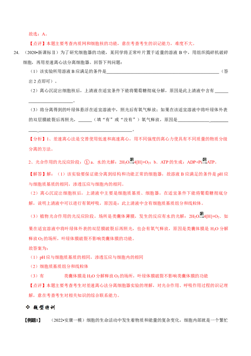题型2细胞的结构与功能观（题型归纳）（解析版）_新高考复习资料_2023年新高考复习资料_二轮复习_技巧点拨备战2023年高考生物二轮题型复习讲解286731240