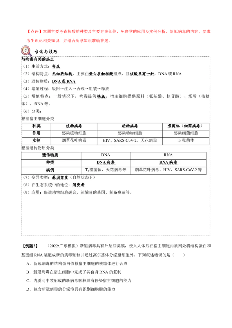 题型2细胞的结构与功能观（题型归纳）（解析版）_新高考复习资料_2023年新高考复习资料_二轮复习_技巧点拨备战2023年高考生物二轮题型复习讲解286731240