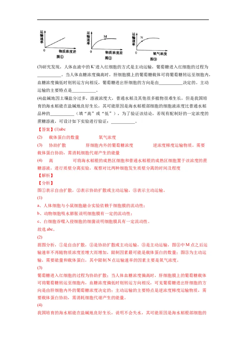 重难点04物质的运输（解析版）_通用版（老高考）复习资料_2023年复习资料_专项复习_2023年高考生物热点&middot;重点&middot;难点专练（全国通用）