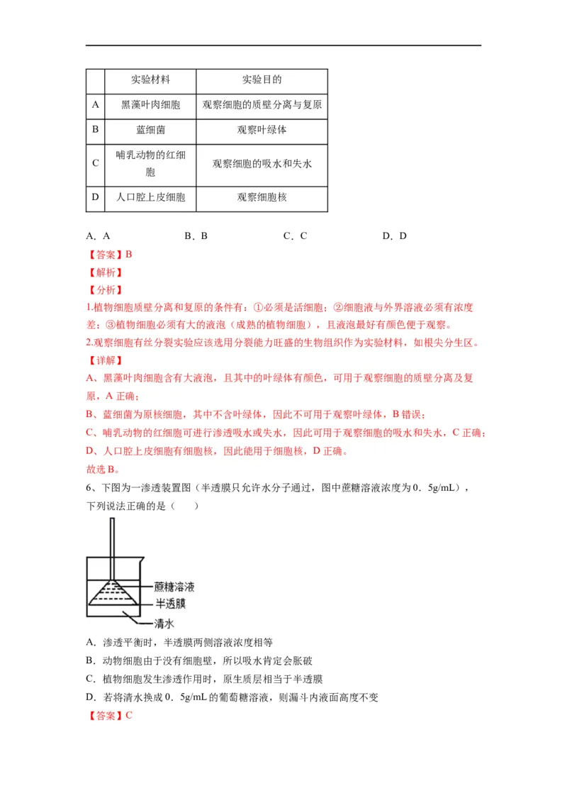 重难点04物质的运输（解析版）_通用版（老高考）复习资料_2023年复习资料_专项复习_2023年高考生物热点&middot;重点&middot;难点专练（全国通用）